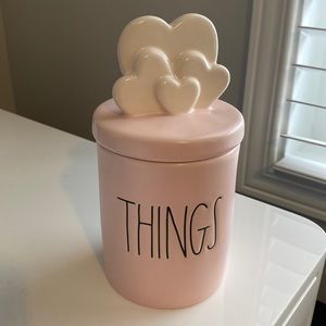 New Rae Dunn THINGS Heart Topper Jar/ Canister